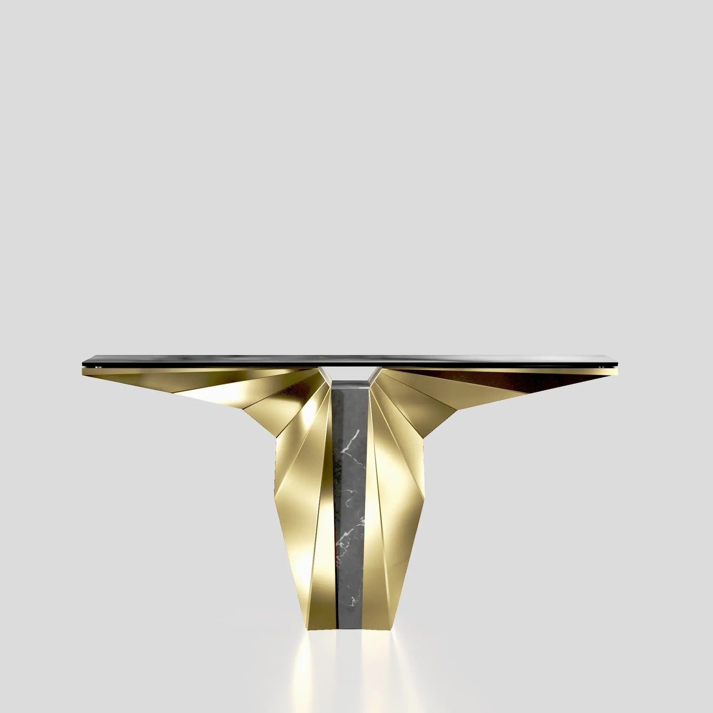 Palm Titanium Gold Console Table