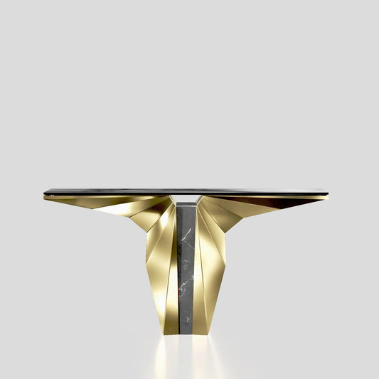 Palm Titanium Gold Console Table