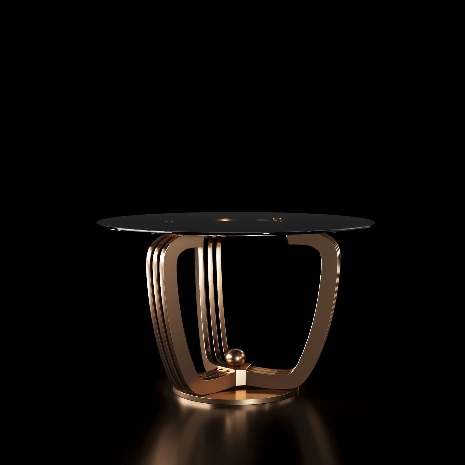 Regency Round Rose Gold Polished Stainless Steel Base Dining Table RG