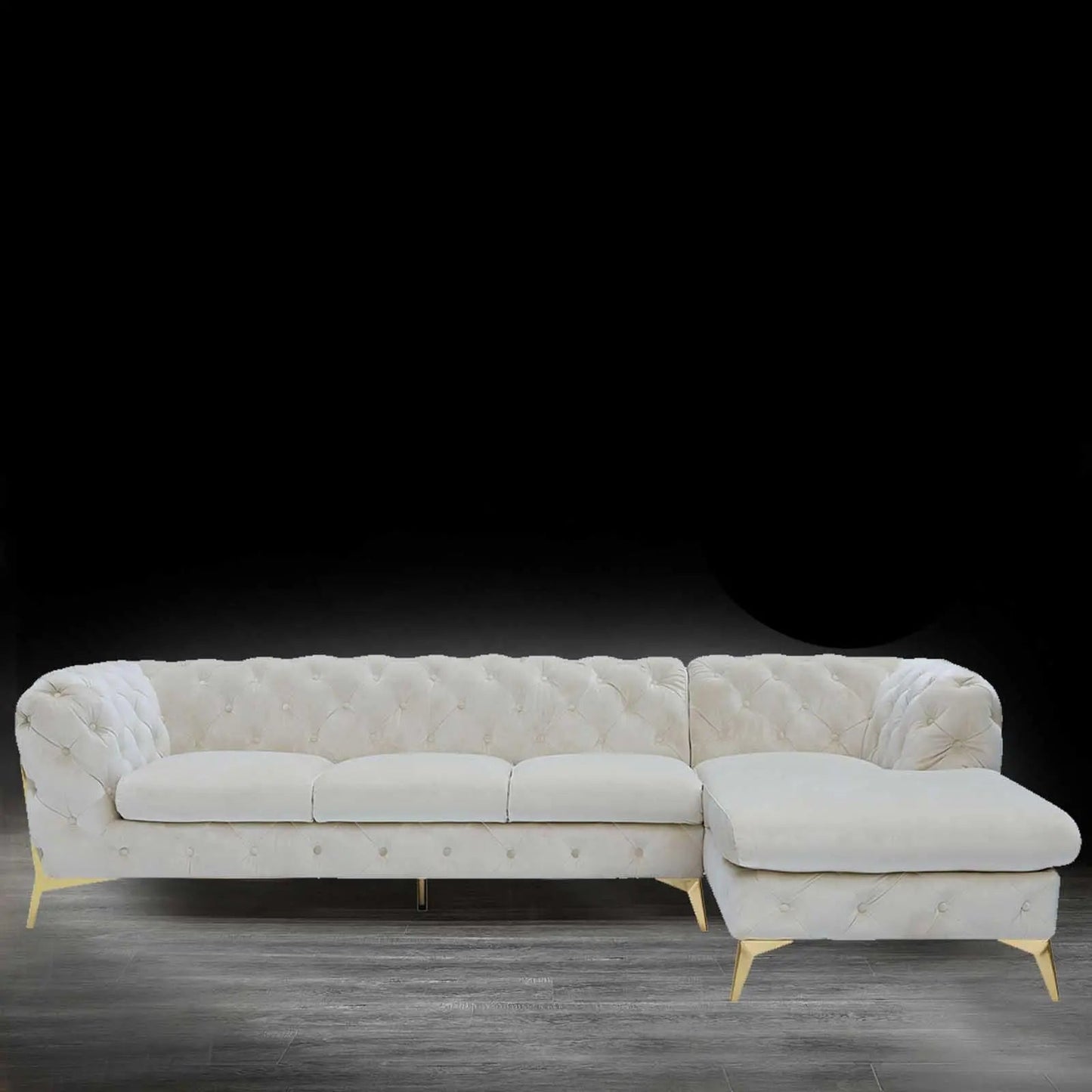 Regina LAF Sofa Chaise Sectional – Gold Base Edition