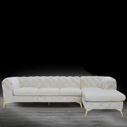 Regina LAF Sofa Chaise Sectional – Gold Base Edition