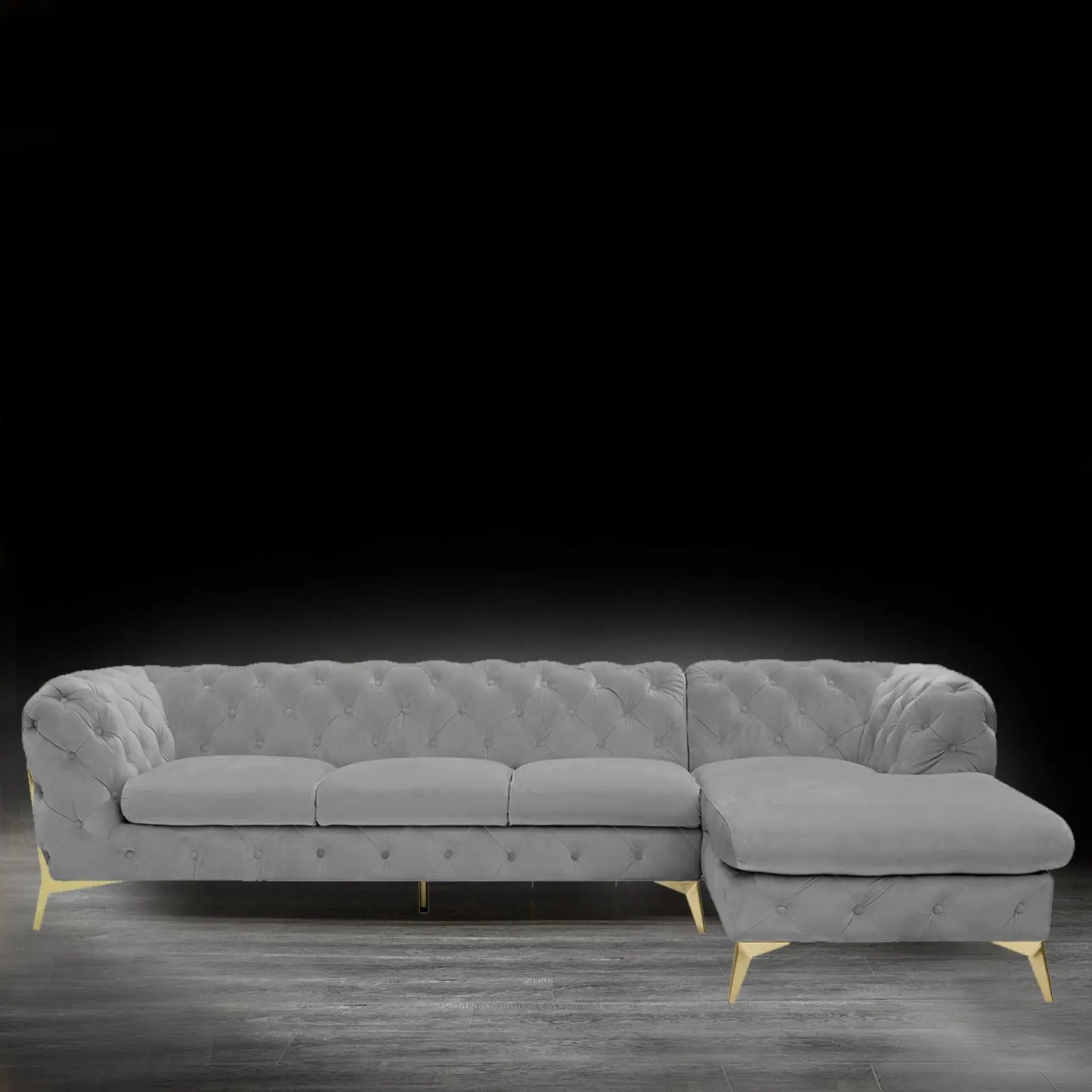 Regina LAF Sofa Chaise Sectional – Gold Base Edition