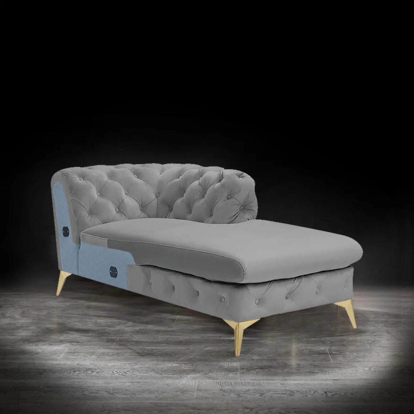 Regina LAF Sofa Chaise Sectional – Gold Base Edition