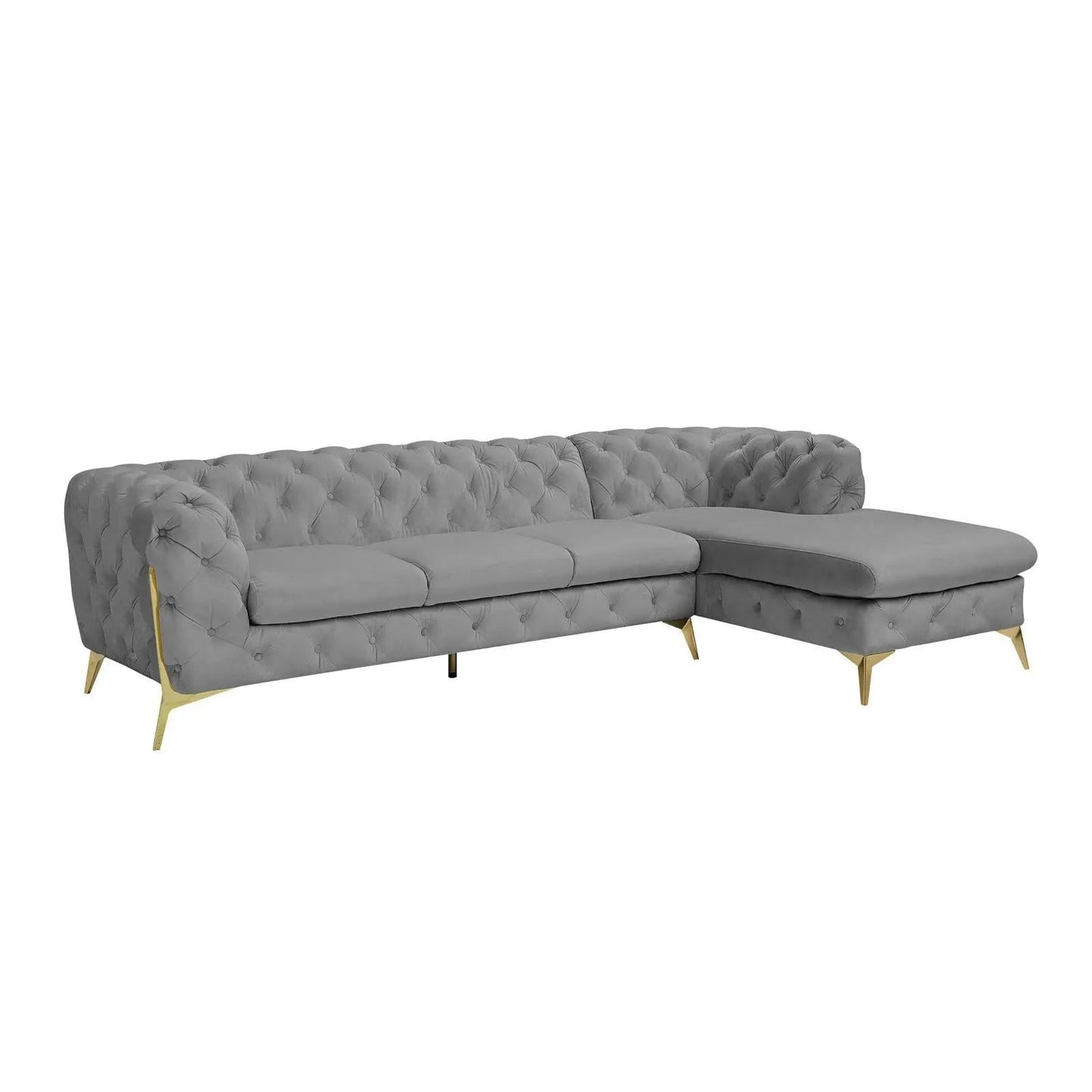 Regina LAF Sofa Chaise Sectional – Gold Base Edition