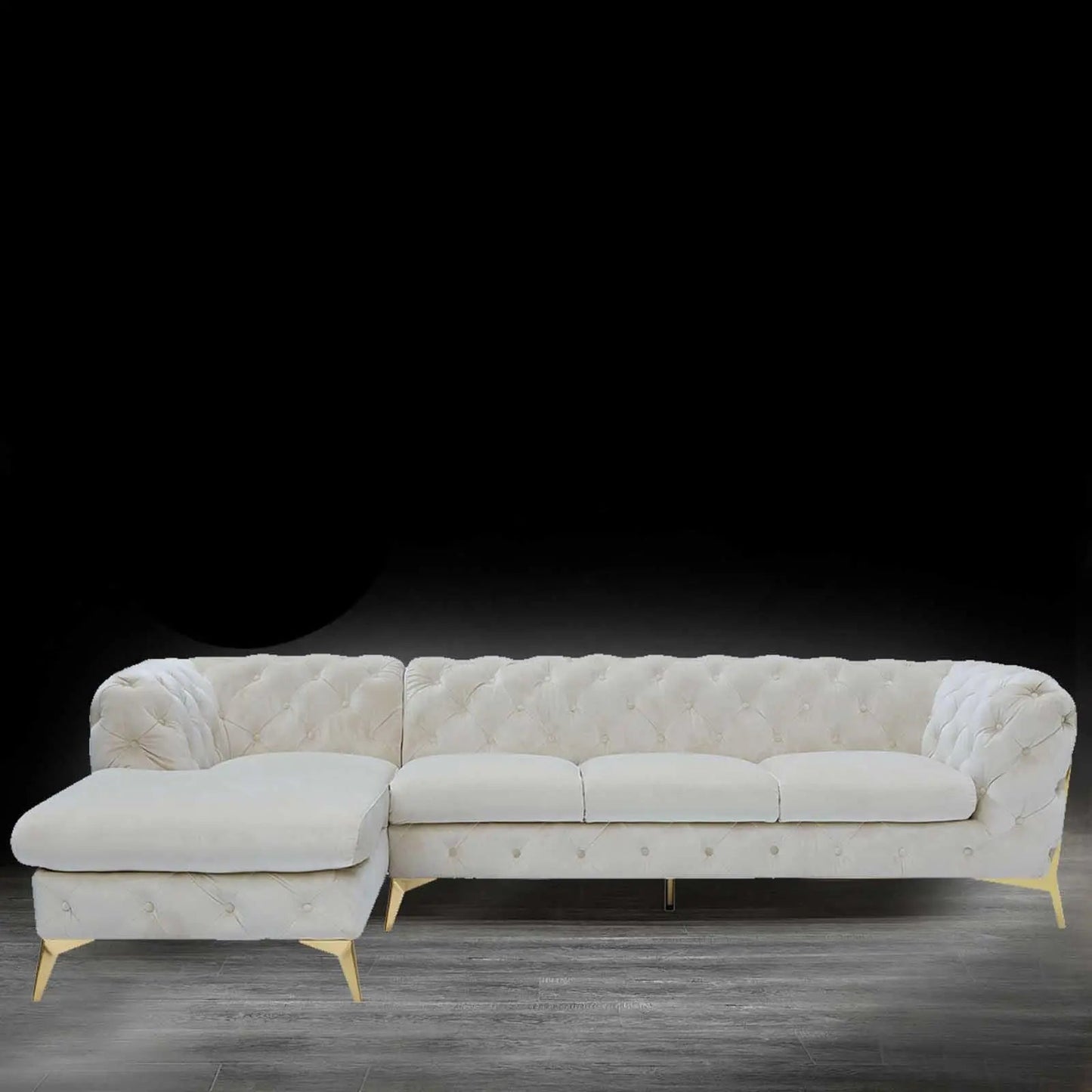 Regina RAF Sofa Chaise Sectional | Gold Finish