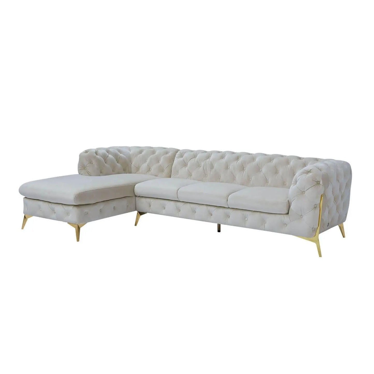 Regina RAF Sofa Chaise Sectional | Gold Finish