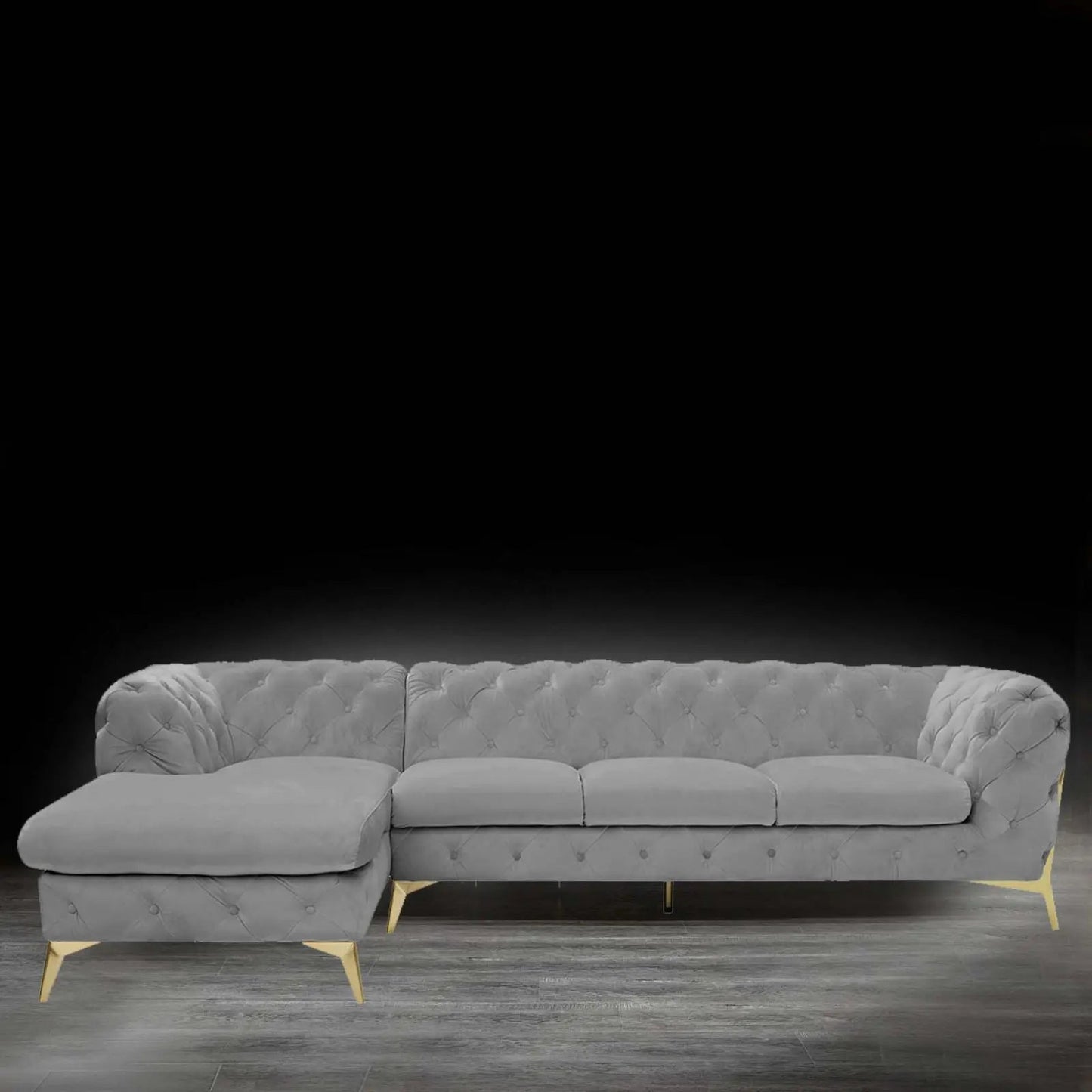 Regina RAF Sofa Chaise Sectional | Gold Finish