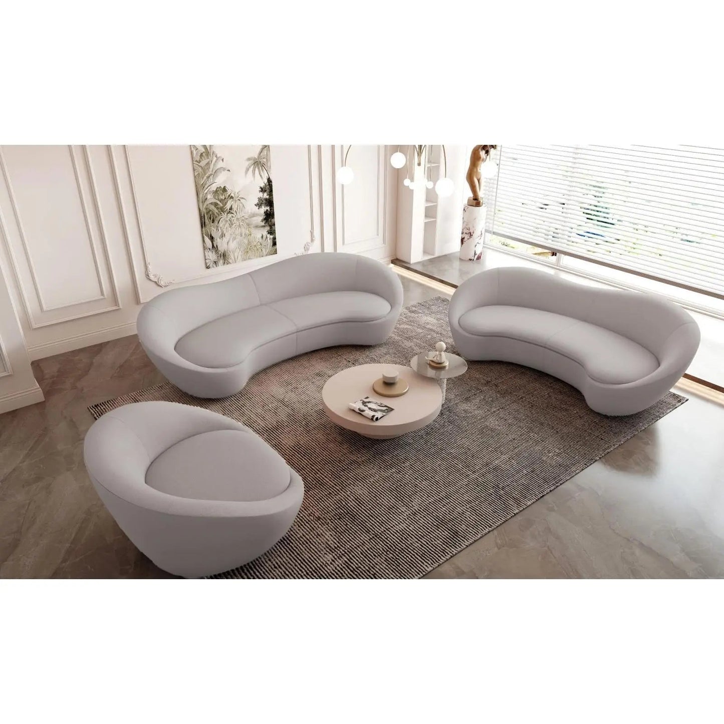Riccardo Sleek Sofa Set – Light Gray