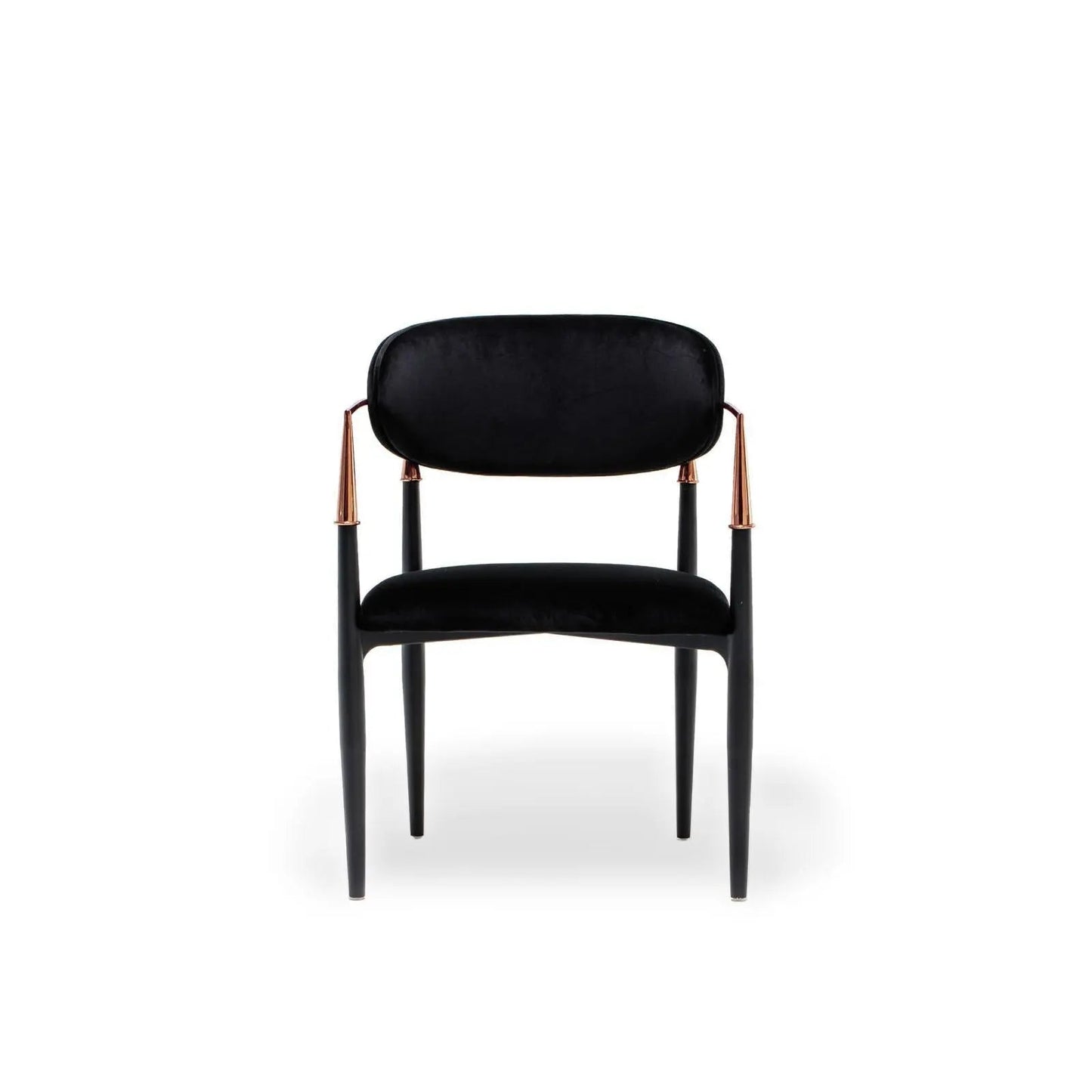 Roubi Rose Gold Polished Stainless Steel Base Black Dining Chair RG