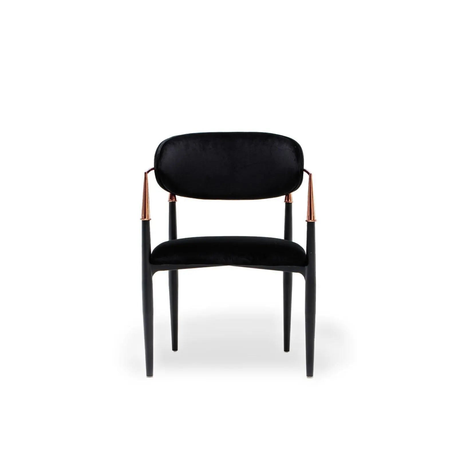 Roubi Rose Gold Polished Stainless Steel Base Black Dining Chair RG