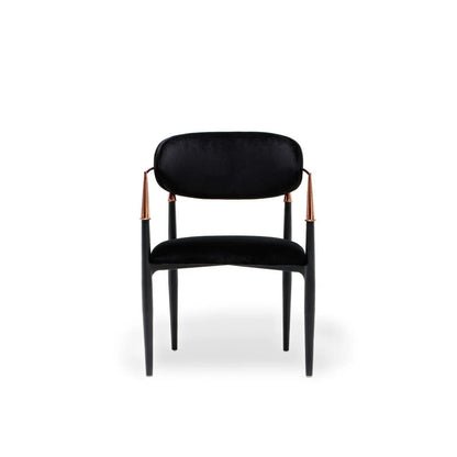 Roubi Rose Gold Polished Stainless Steel Base Black Dining Chair RG