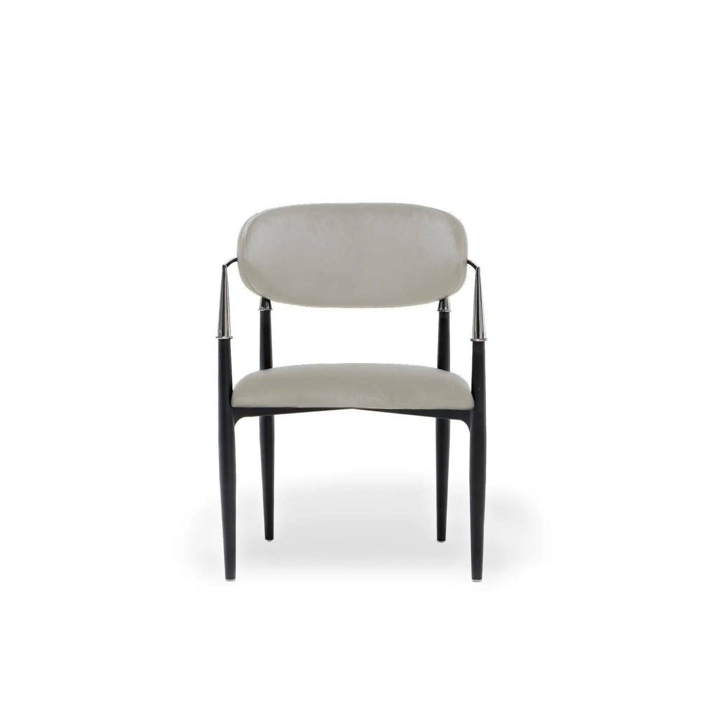 Roubi Polished Stainless Steel Base Beige Dining Chair RG