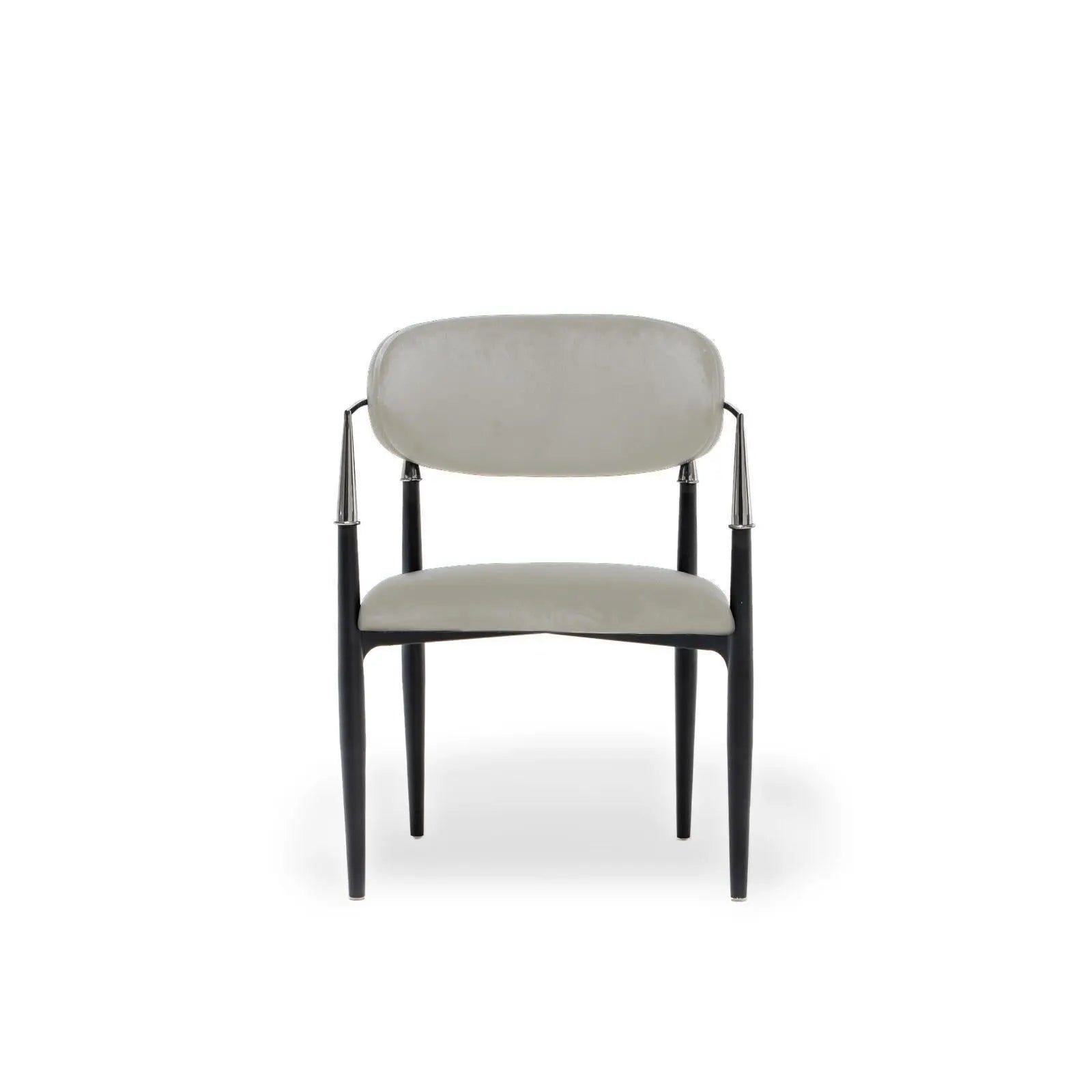 Roubi Polished Stainless Steel Base Beige Dining Chair RG