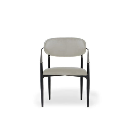 Roubi Polished Stainless Steel Base Beige Dining Chair RG