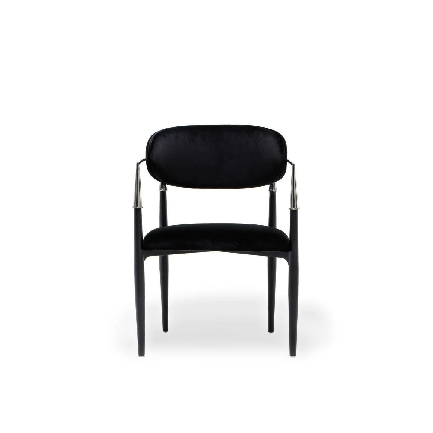 Roubi Polished Stainless Steel Base Black Dining Chair RG