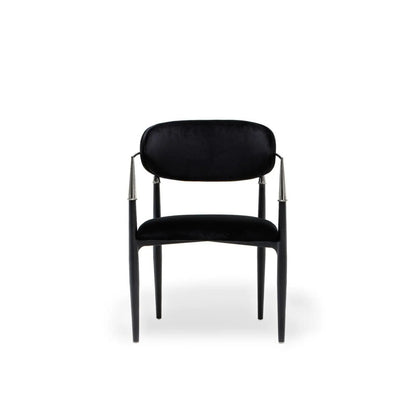 Roubi Polished Stainless Steel Base Black Dining Chair RG