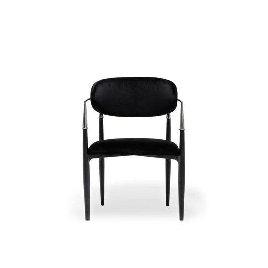 Roubi Polished Stainless Steel Base Black Dining Chair RG