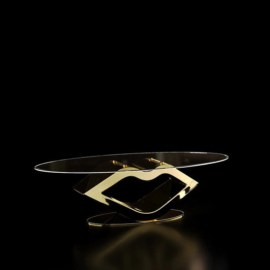 Sharlotte Clear Glass Top Titanium Gold Coffee Table RG