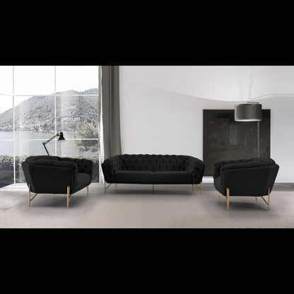 Sofia Gold-Accent Sofa Set – Black