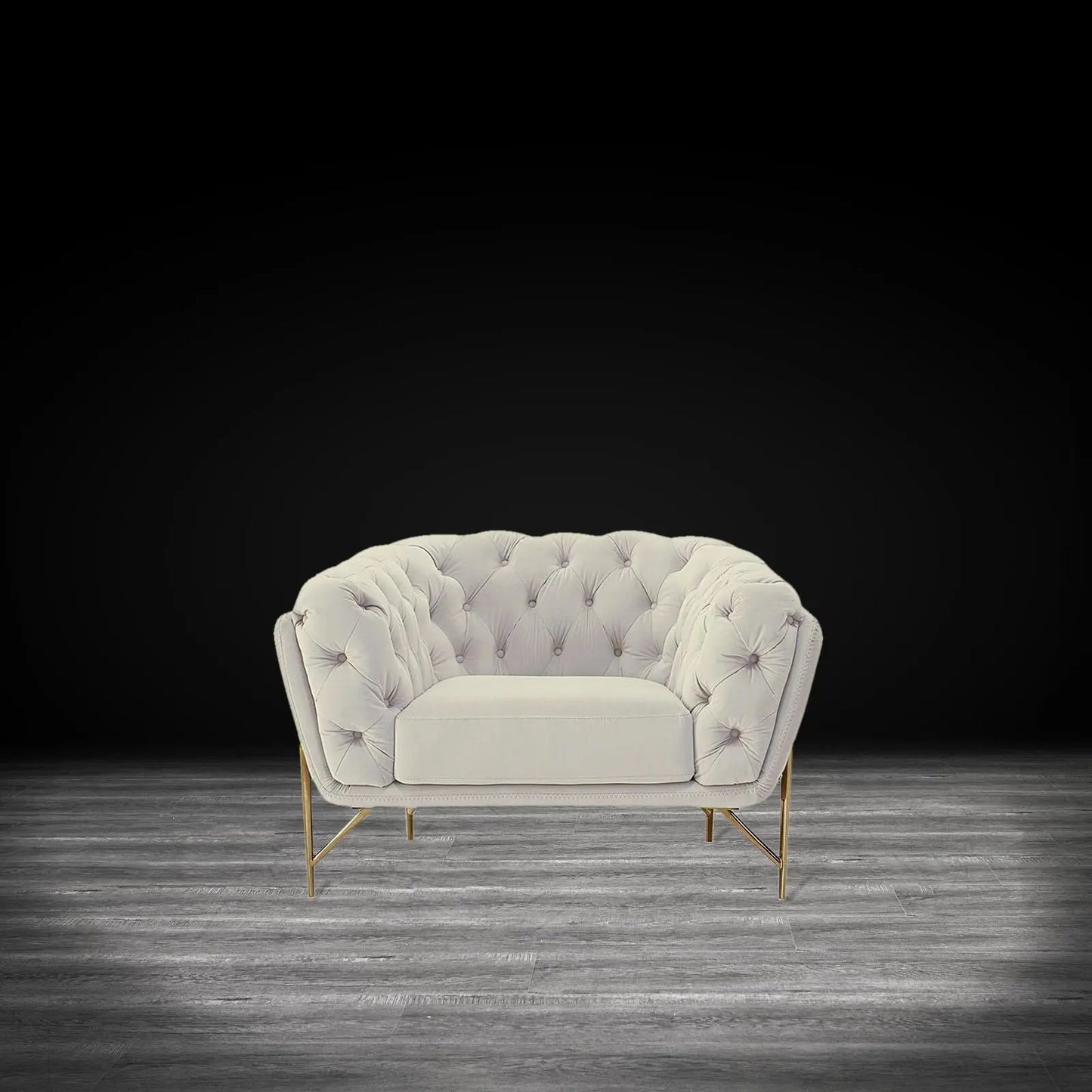 Sofia Gold-Accent Sofa Set – Beige