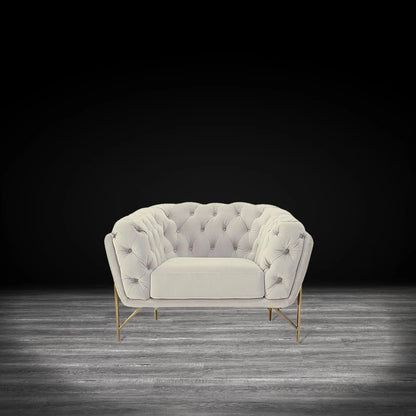 Sofia Gold-Accent Sofa Set – Beige