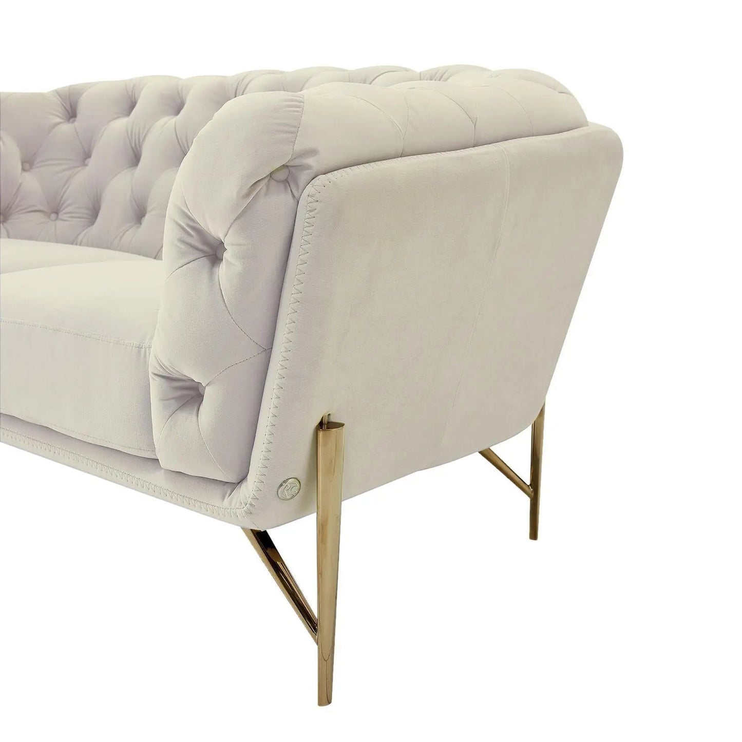 Sofia Gold-Accent Sofa Set – Beige