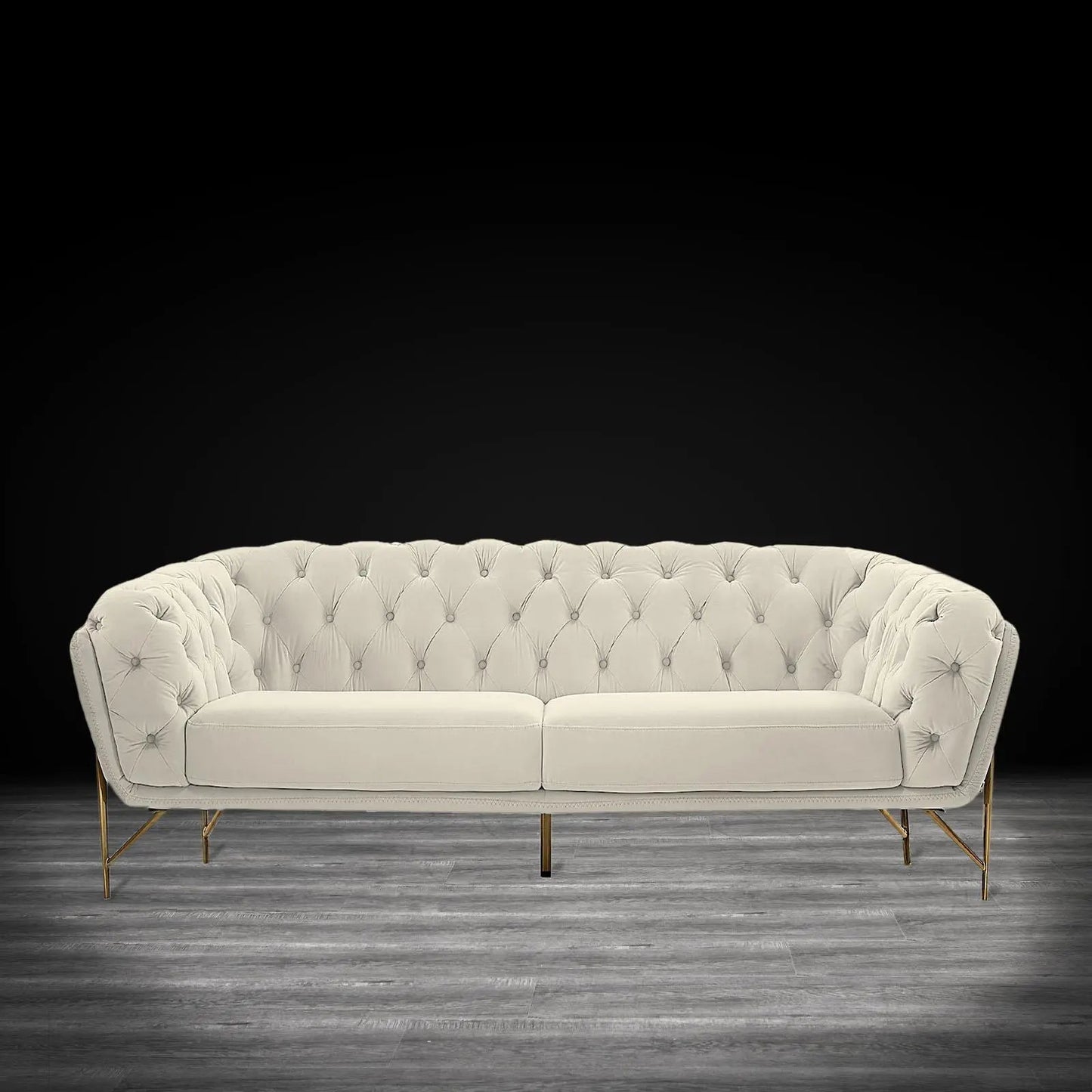 Sofia Gold-Accent Sofa Set – Beige