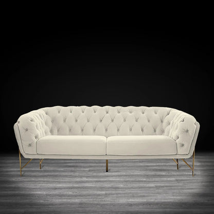 Sofia Gold-Accent Sofa Set – Beige