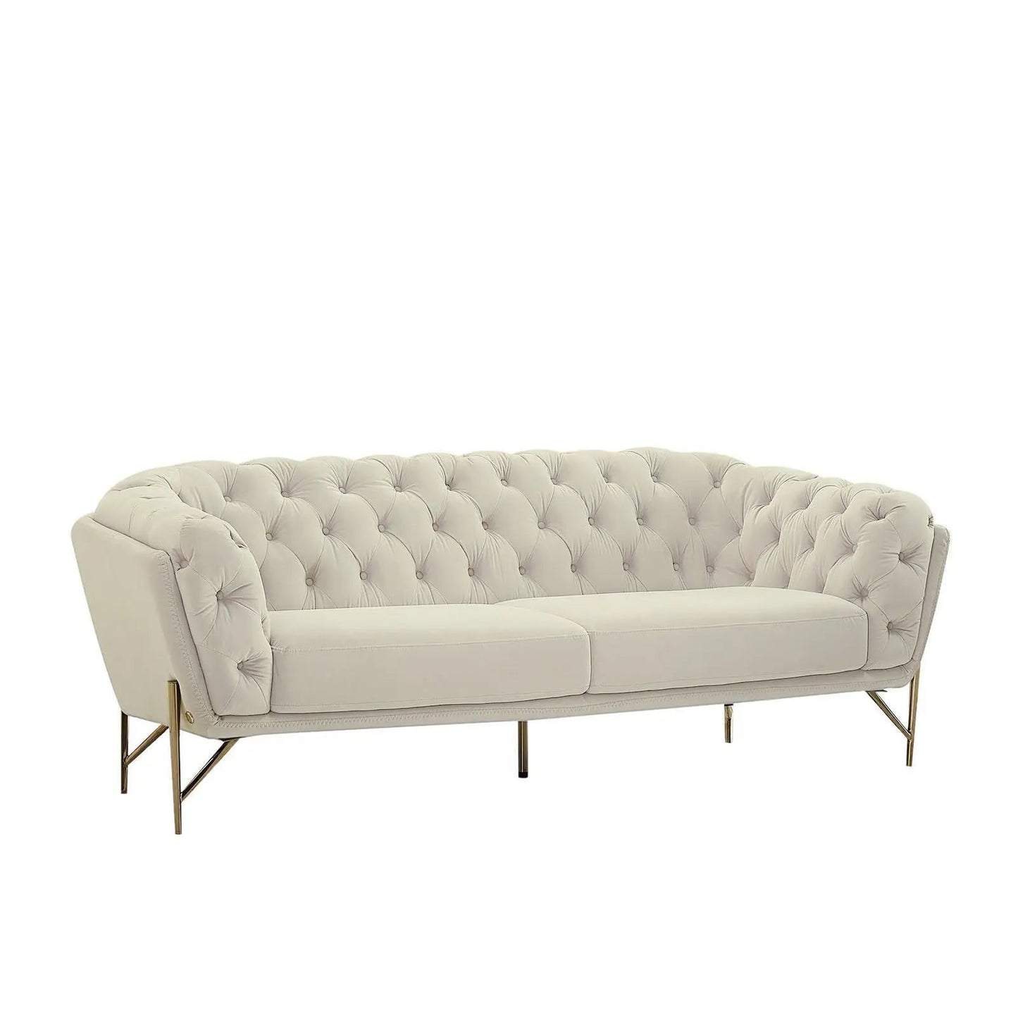 Sofia Gold-Accent Sofa Set – Beige