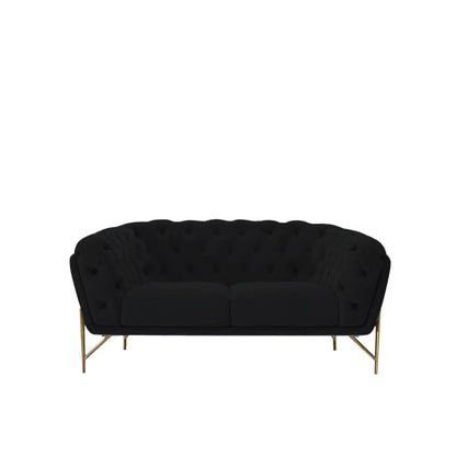 Sofia Gold-Accent Sofa Set – Black