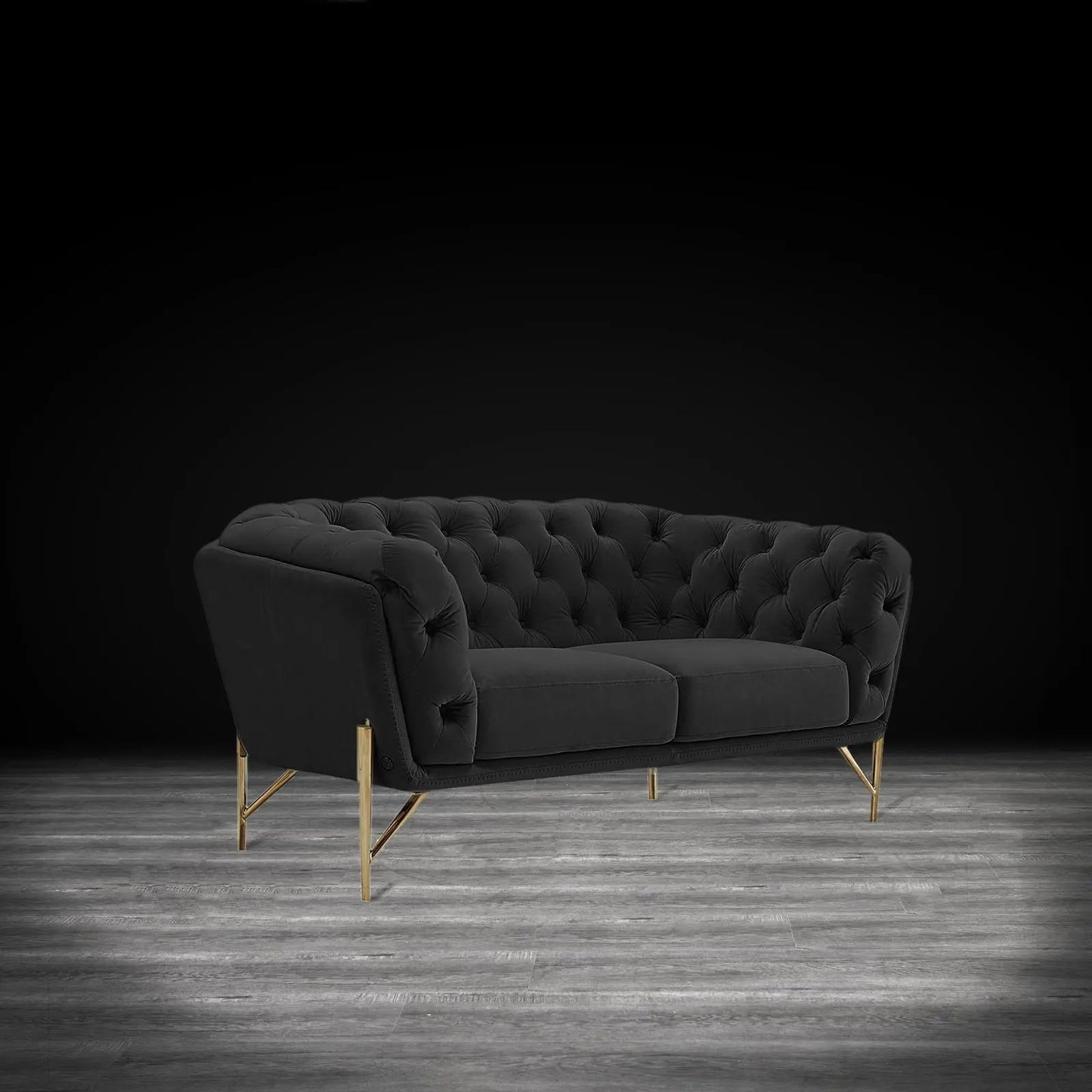 Sofia Gold-Accent Sofa Set – Black