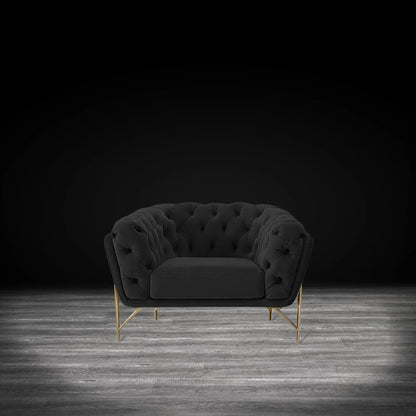 Sofia Gold-Accent Sofa Set – Black