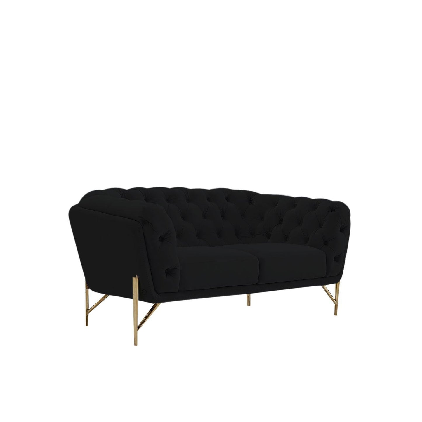 Sofia Titanium Gold Polished Stainless Steel Base Black Modern Sofa Set RG