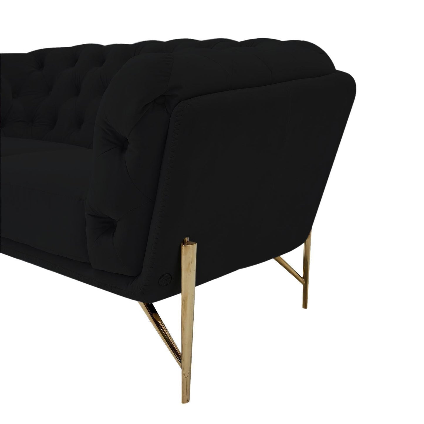 Sofia Gold-Accent Sofa Set – Black