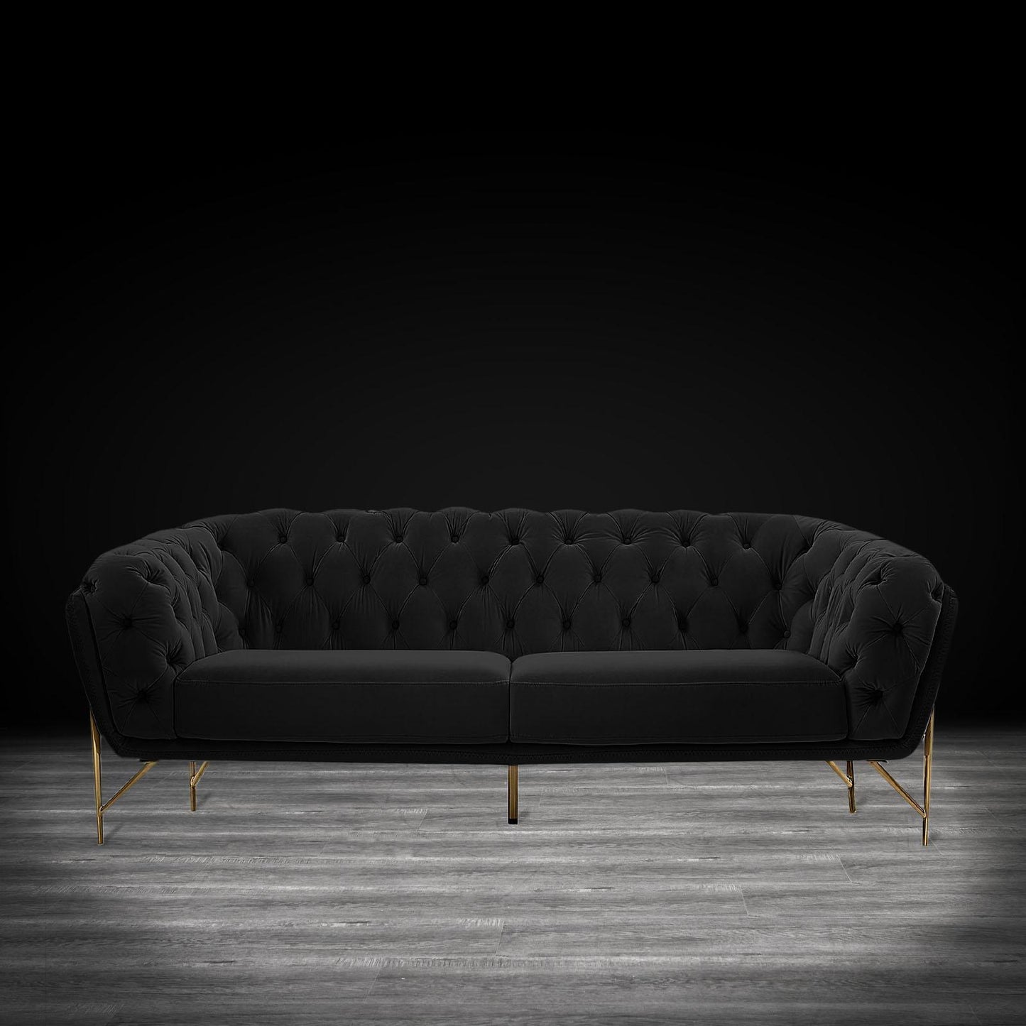 Sofia Gold-Accent Sofa Set – Black
