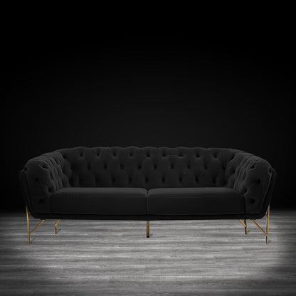 Sofia Gold-Accent Sofa Set – Black