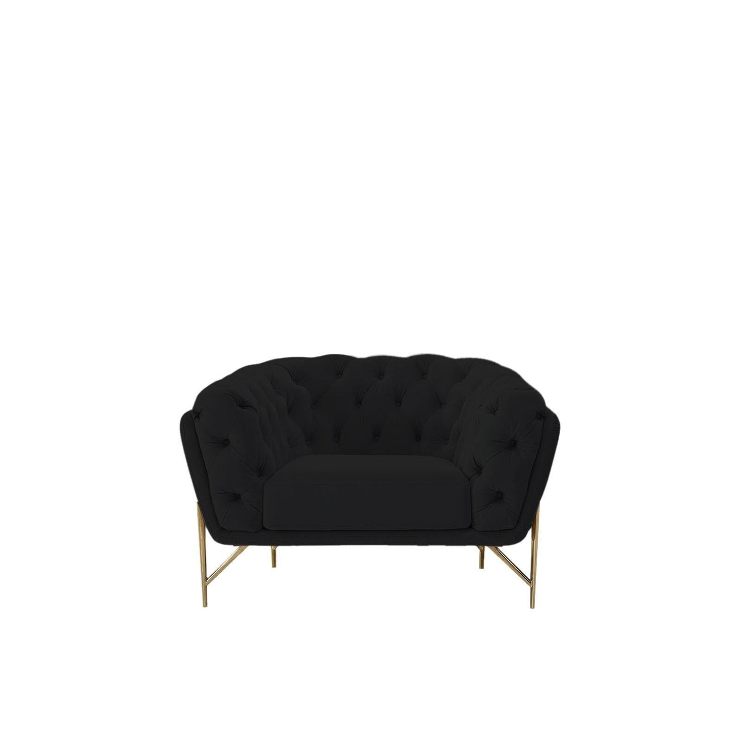 Sofia Gold-Accent Sofa Set – Black