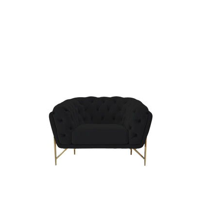 Sofia Gold-Accent Sofa Set – Black