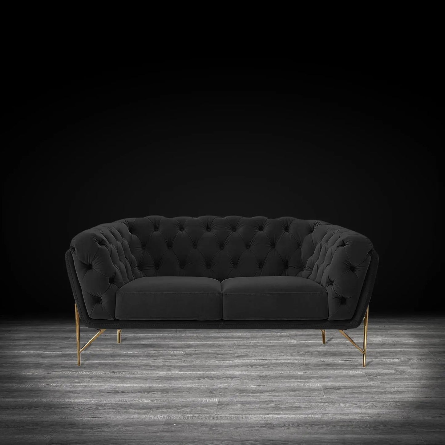 Sofia Gold-Accent Sofa Set – Black