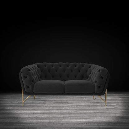 Sofia Gold-Accent Sofa Set – Black