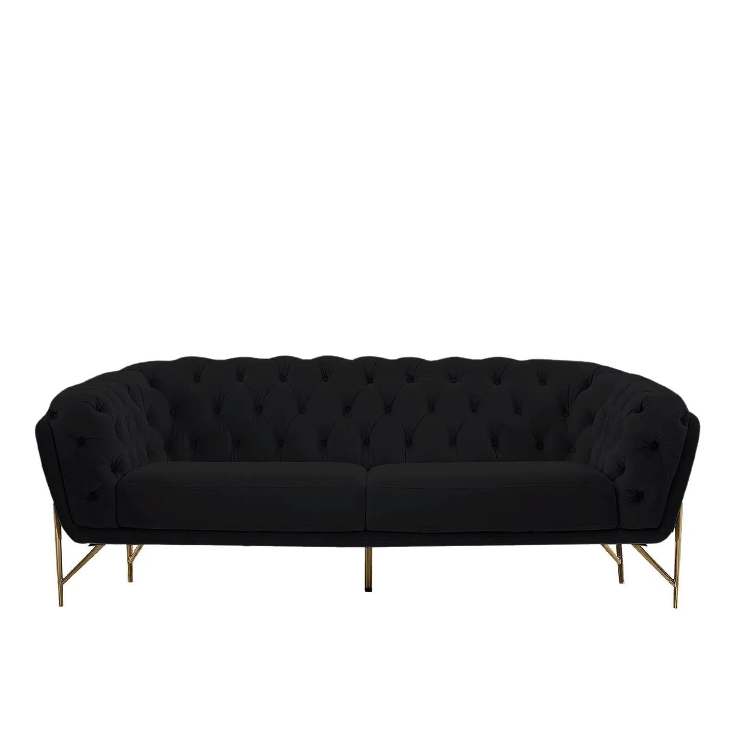 Sofia Gold-Accent Sofa Set – Black
