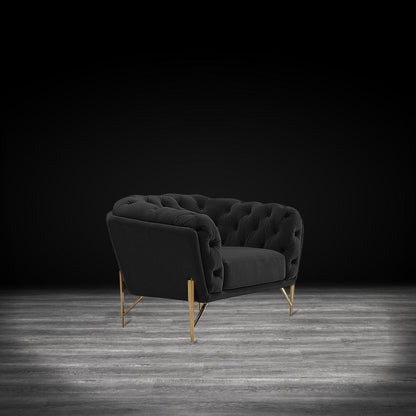 Sofia Gold-Accent Sofa Set – Black