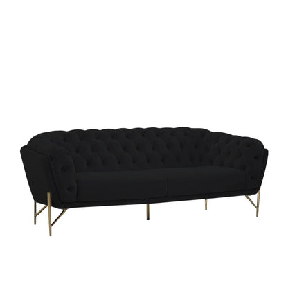 Sofia Titanium Gold Polished Stainless Steel Base Black Stylish Sofa Set