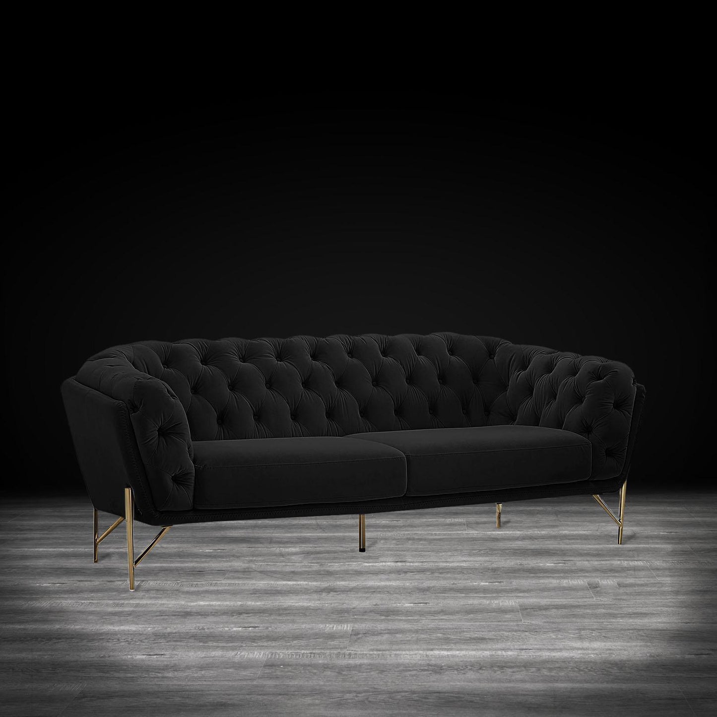 Sofia Gold-Accent Sofa Set – Black