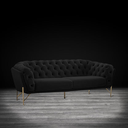 Sofia Gold-Accent Sofa Set – Black