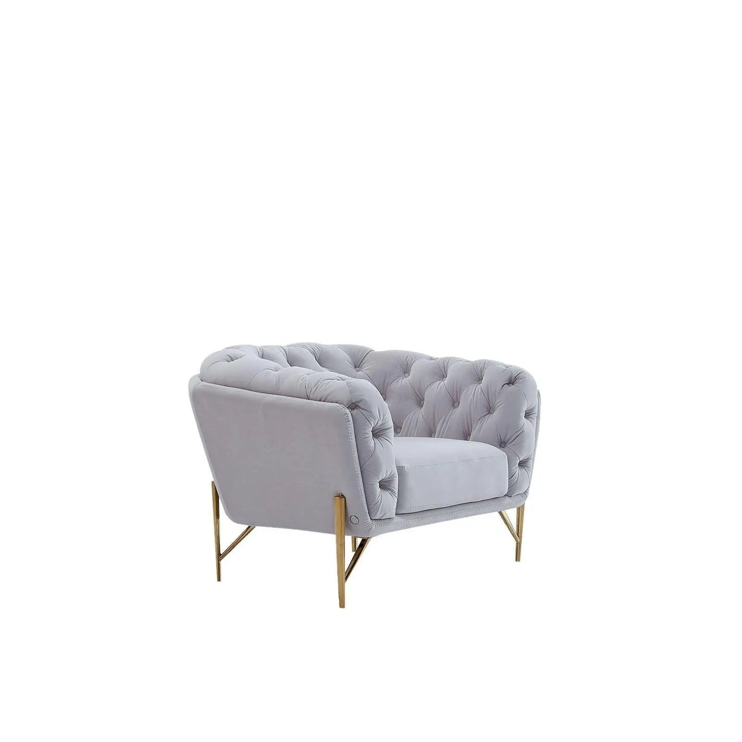 Sofia Gold-Accent Sofa Set – Light Gray