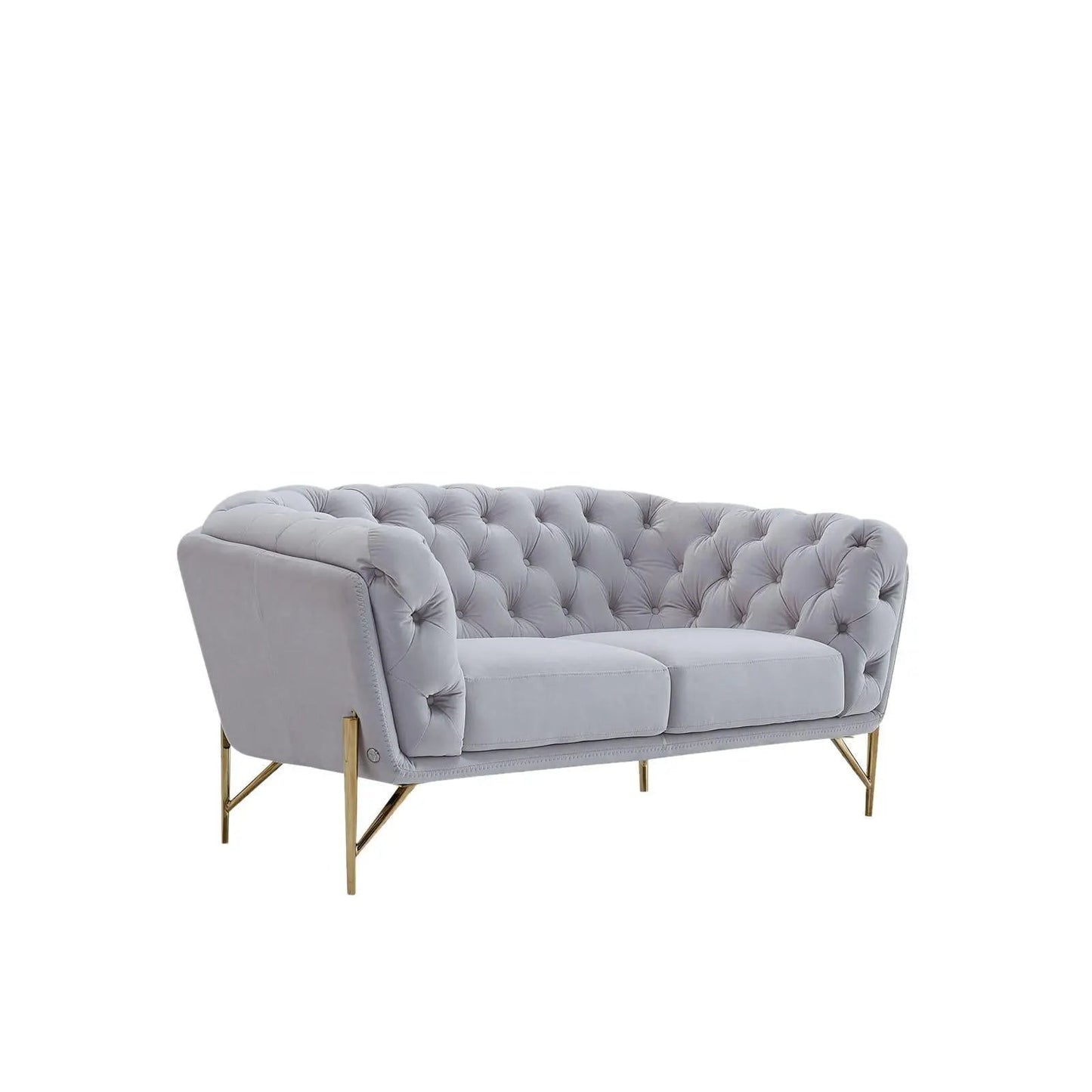 Sofia Gold-Accent Sofa Set – Light Gray