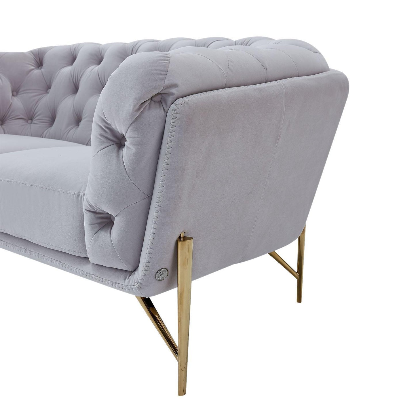 Sofia Gold-Accent Sofa Set – Light Gray