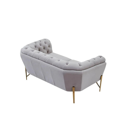 Sofia Gold-Accent Sofa Set – Light Gray