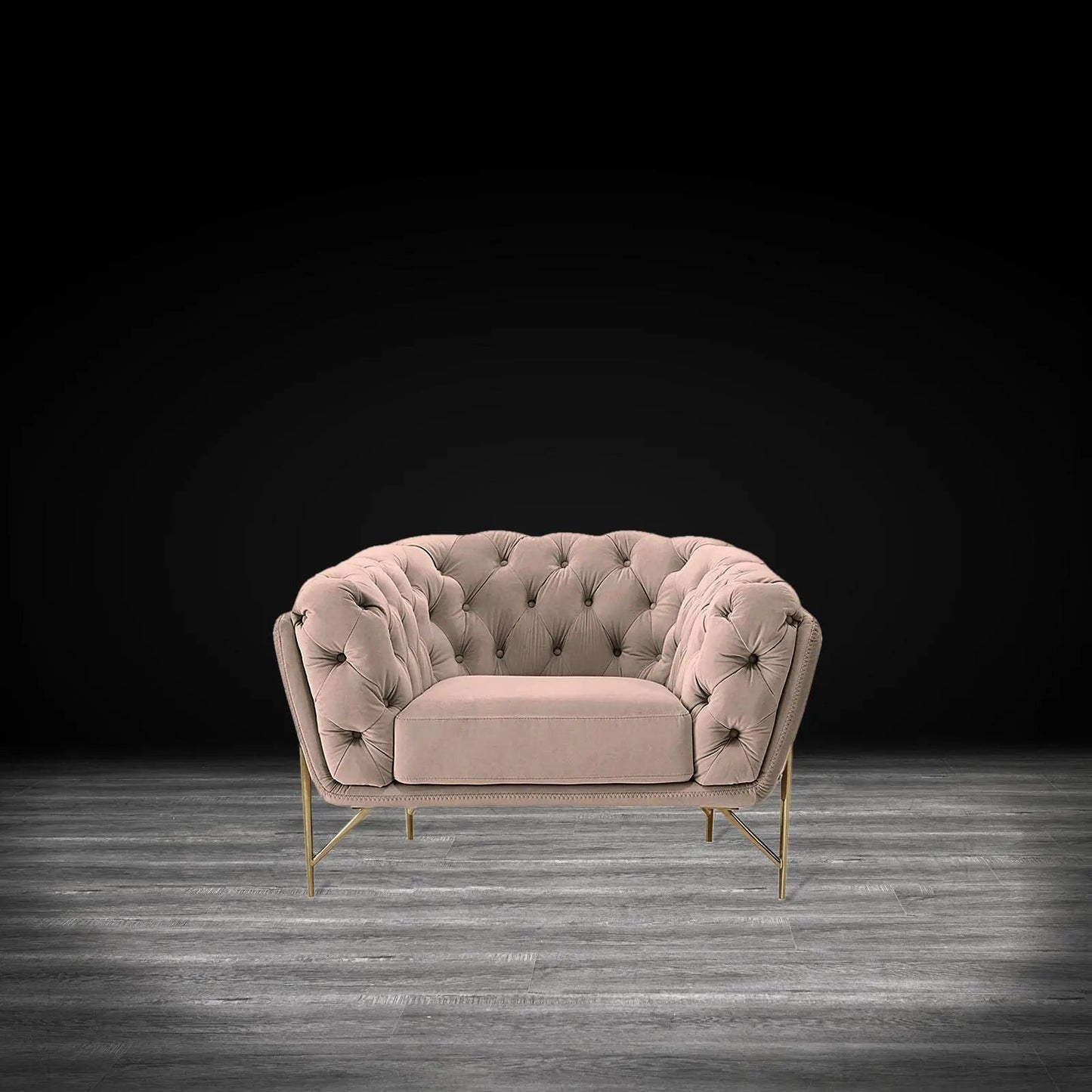 Sofia Gold-Accent Sofa Set – Taupe